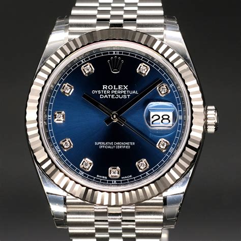 rolex datejust 41 blau diamant|rolex datejust 41mm price.